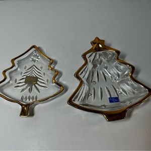 Mikasa crystal Christmas tree candy dishes